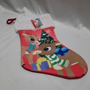 NWT 2017 Rudolph & Clarice Stocking 16.75" H 9" across widest 7" shortest width